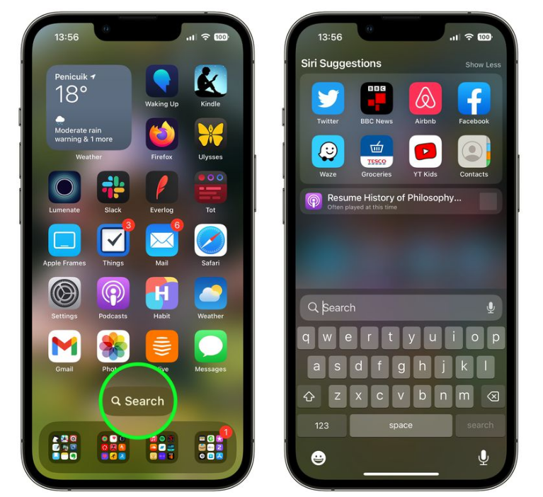 后安镇苹果手机维修分享升级到 iOS 16 后，如何删除主屏幕上的搜索按钮 