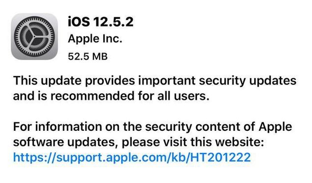 后安镇苹果手机维修分享iOS12.5.2发布，建议所有老苹果用户安装 